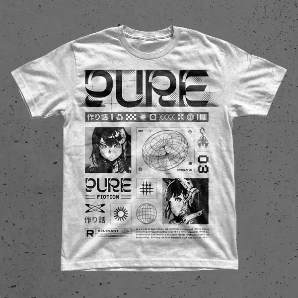 Cyberpunk Anime Girl T-Shirt, Y2K Techwear Manga Aesthetic Tee Shirt, Edgy Harajuku Otaku Clothing Tee
