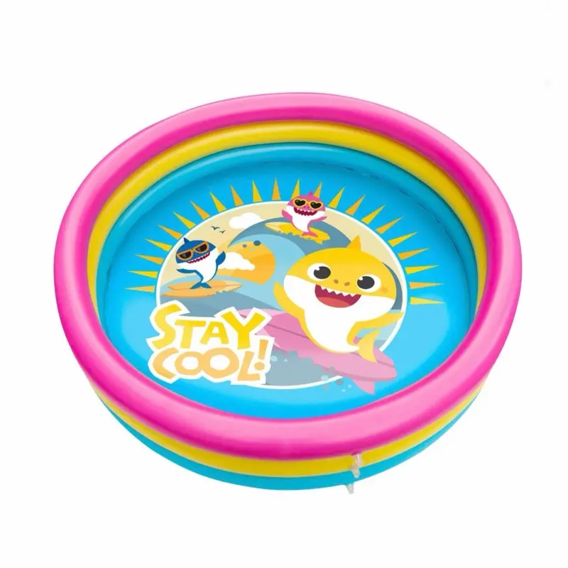 Pinkfong Baby Shark 3-Ring Inflatable Swimming Pool, Portable Pool for Summer Play (Ages 2+)