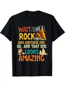 [Geode Hunter Tee] Geology T-Shirt - Rock Collector, Geode Hunter, Wait, I See a Rock, Casual Crew Neck Short Sleeve Tee, Breathable Cotton Fabric, Slight Stretch, Summer Fashion Top, Regular Fit, Summer Trendy T-Shirt