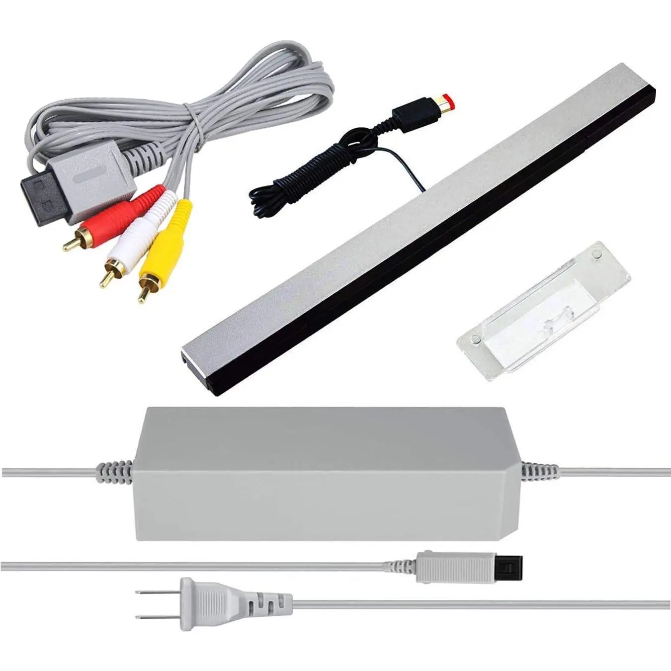 3 in 1 Wii AC Power Adapter + Composite Audio Video Cable Data Cables + Wired Motion Sensor Bar Data Cables Compatible with Nintendo Wii