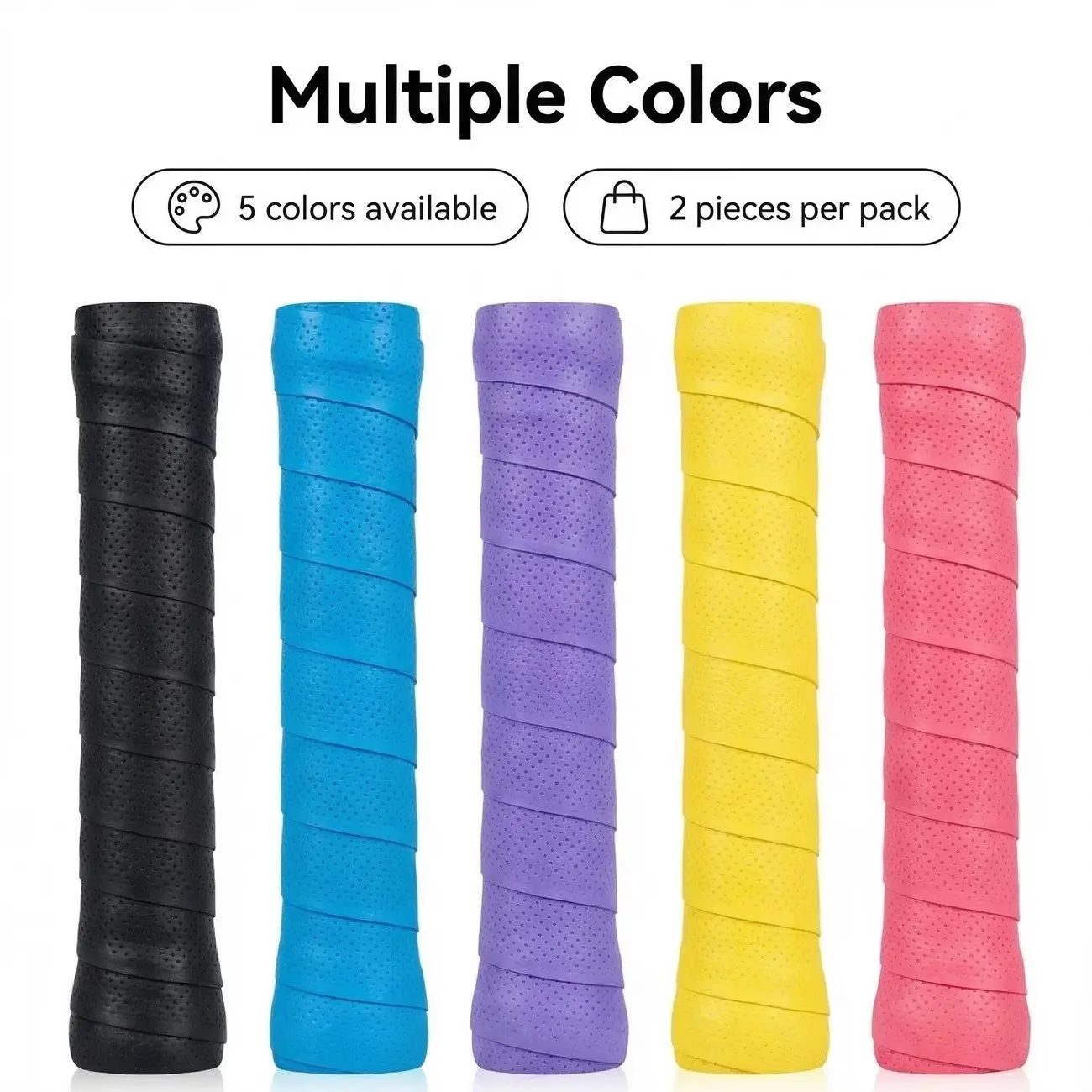2-Pack Non-Slip Sports Handle Tape, Multi-Functional Elastic Sweat-Wicking Wrap for Tennis Racket/bicycle Handle/badminton Racket/fishing Rod/dumbbell