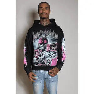 Reece Black Rhinestone Oversized Hoodie