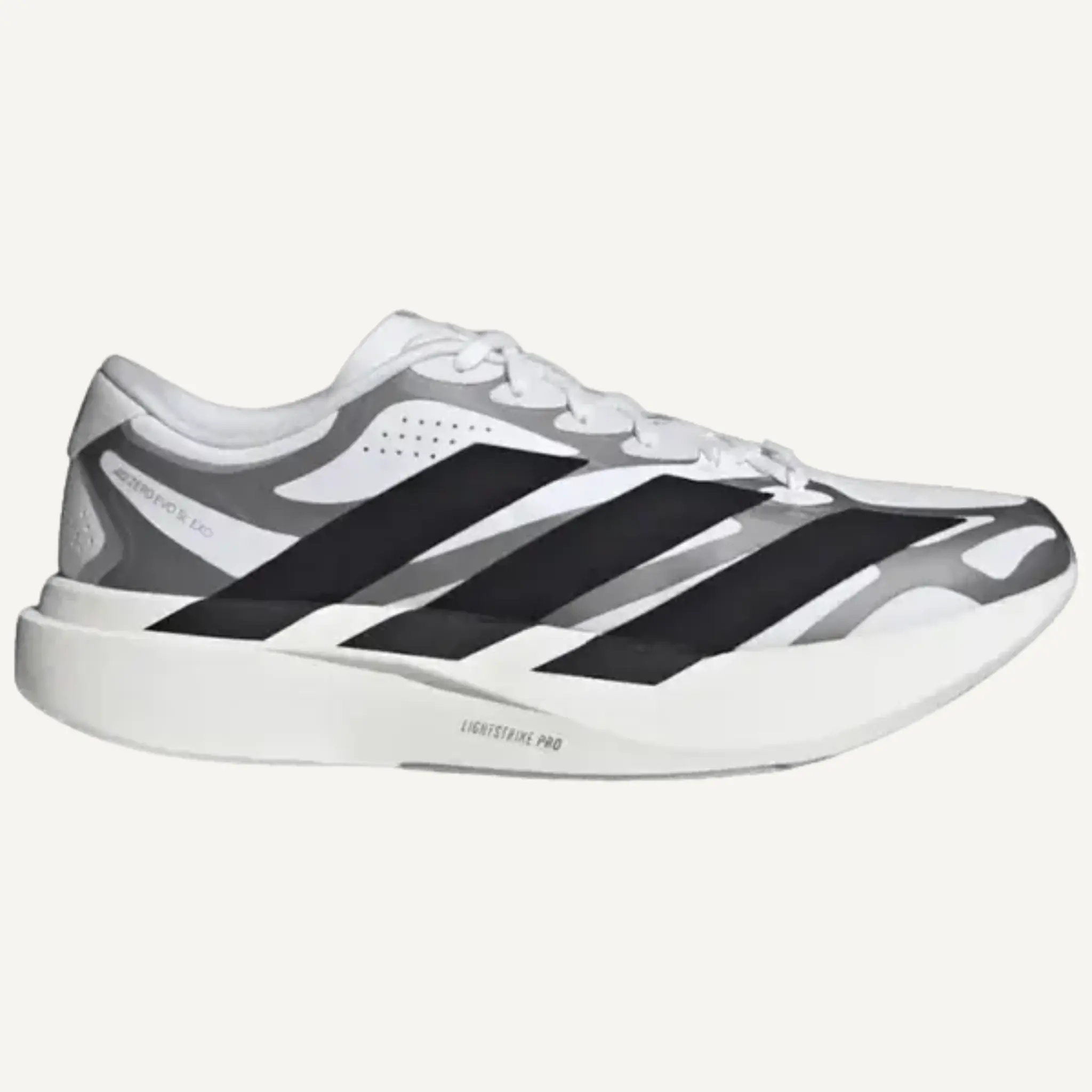 Adidas Men's White/Black /Silver Adizero EVO SL EXO Sneakers, KI4763 Adidas Men's White/Black /Silver Adizero EVO SL EXO Sneakers, KI4763