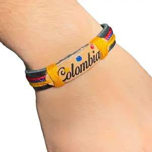 Colombian Flag Bracelet Handmade Patriotic Jewelry Adjustable Design Vibrant Yellow Blue Red Threads Durable Lightweight Materials Perfect Accessory Celebrate Heritage Support Sports Team Embrace Colors of Colombia Meaningful Gift