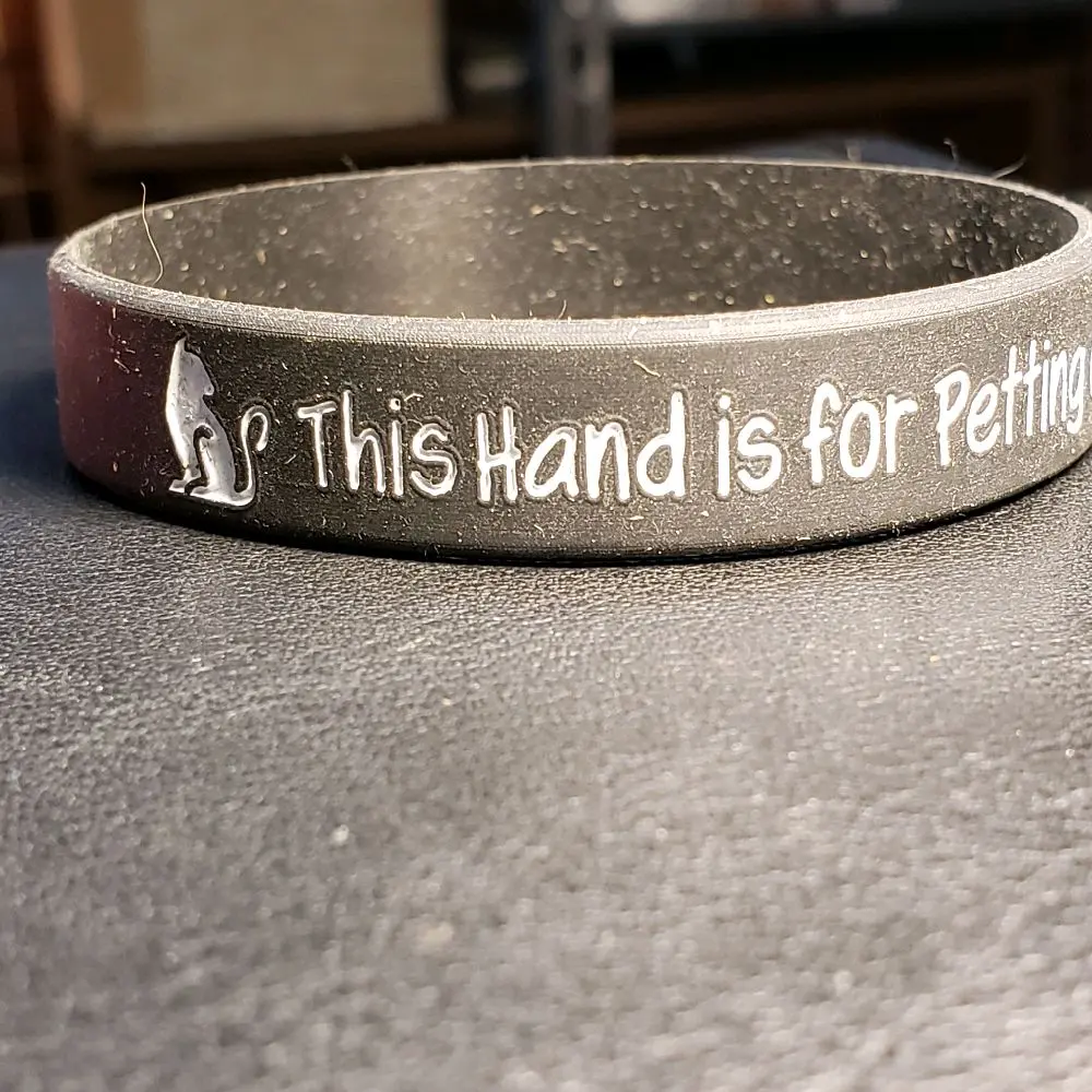 Black "This Hand Is For Petting Cats" Silicone Bracelet, Rubber Jewelry.