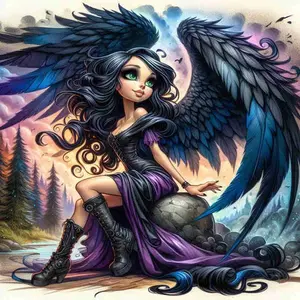 Gothic Dark Winged Fairy Forest 5D Full Drill Diamond Painting Kit Mysterious Design with Shimmering Black Blue Wings and Victorian Accents Fantasy Gothic Art Style DIY Art For Home Wall Decor Ideal Gift For Dark Fantasy And Craft Enthusiasts