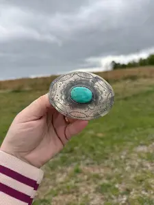 Sterling Silver & Turquoise Belt Buckle