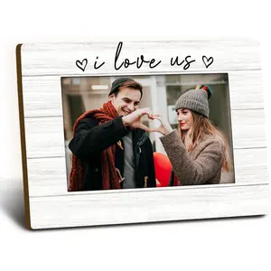 Couples Picture Frame 4x6, Love Wooden Picture Frame for Couples, Couples Wedding Gifts for Him Her Newlyweds Bride Groom, I Love us Decorative Couple Photo Frames for Table Desk Decor