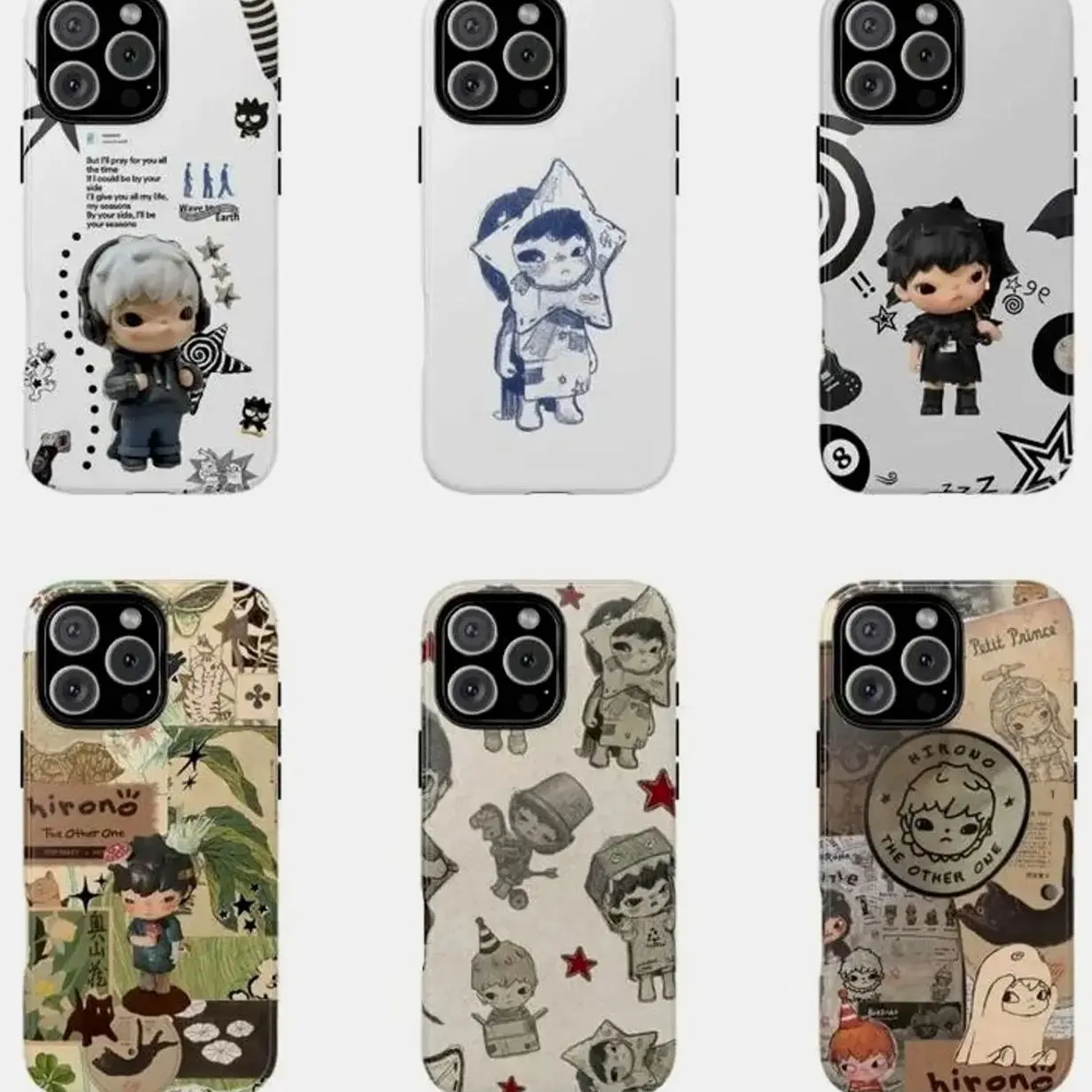 Hirono & Quirky Illustrations Phone Case Collection Y823 – Cute Character Dual Layer Protective Cover for iPhone & Samsung Galaxy – Glossy Finish