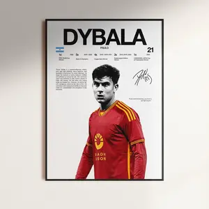 Paulo Dybala Poster, AS Roma Wall Print, Football , Soccer Print Decor, Football Soccer Gift