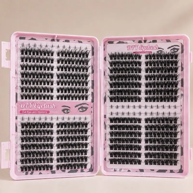 Lash Clusters Fox Eye 2in1 Bond & Seal Tweezers Included Natural Eye Extensions Individual Eyelashes Lightweight