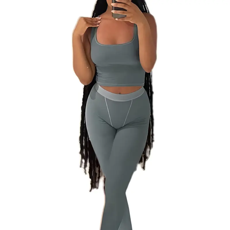 Women's Chic 2-Piece Figure-Flattering Knitting Workout Set - Seamless Ribbed Sleeveless Crop Tank, High-Waisted Buttery Soft Breathable Quick-Dry Shorts, 2 Piece Sets for Yoga/Running, Biking
