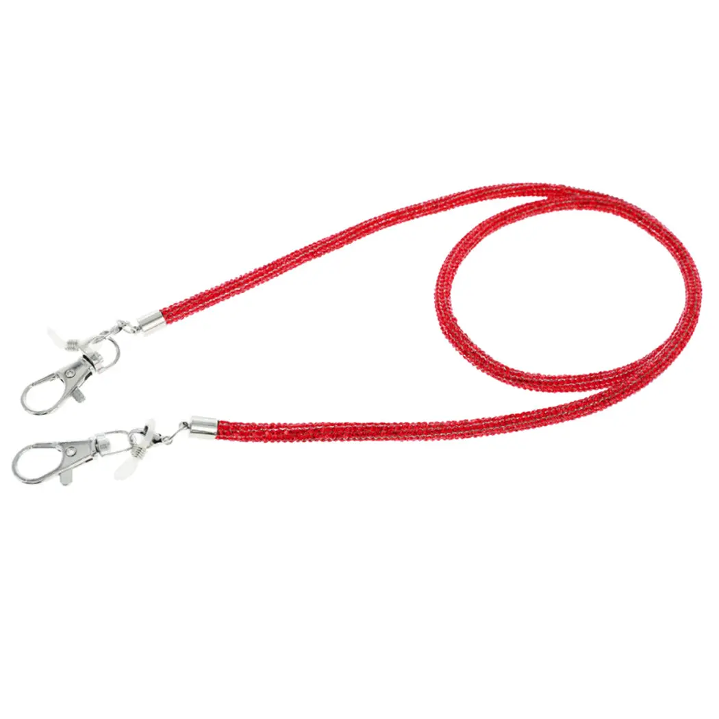 Crystal Rhinestone Eyeglass Chain, Sparkling Tube Cord for Everyday Wear with Adjustable Glasses Grips and Removable Swivel Clasps, Multi-Use Face Mask Lanyard, 33.5", Eco-Friendly Gift Box, Hold Face Mask, Rubber Bands, Unisex, Corded, Tube Rope, 33.5 In