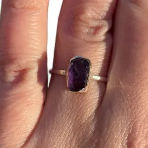 Sterling Silver Amethyst Rough Stone Ring