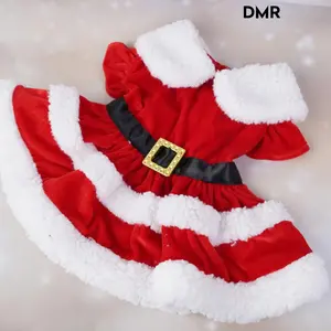 DMR Dog Christmas Costume Puppy Dress Soft Warm Short Sleeve Xmas Pet Clothes Dog Christmas Outfit for Dogs Cats