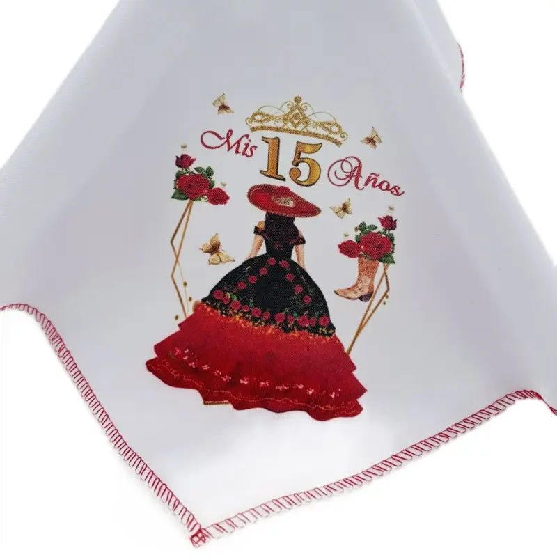Disposable Charro Tableware Napkins - 12pcs 12x12in Traditional Red & Black Polyester Festive Party Supplies for Cultural Celebrations