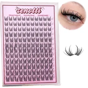 Cartoon Eyelash Clusters, Fine Lashes, Natural Anime Cluster Extensions, Rabbit Elf Spiked Individual Lashes, Invisible Strap, Wet Effect