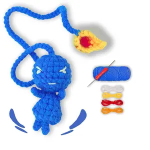 YAMAXIN 1pc Blue Matchstick Man Bookmark, Crochet Set DIY Yarn Craft Kit, Perfect Christmas Gift Idea, Unique Book Accessory for Festive Season