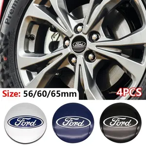 4 Piece Car Wheel Center Caps, Wheel Cover, 56/60/65mm, Vehicle Waterproof Accessories for Ford Focus Fiesta Mondeo Fusion, Stylish Automotive Parts