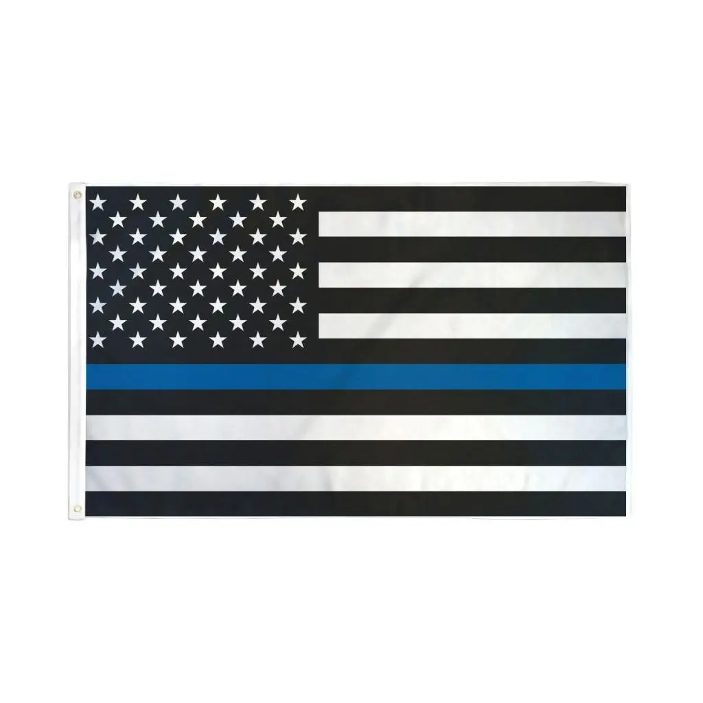 Thin Blue Line USA Flag Banner, 4x6ft Dye-Subbed Synthetic Polyester, Bold Print Backdrop with Metal Grommets for Home, Festive Parties, No