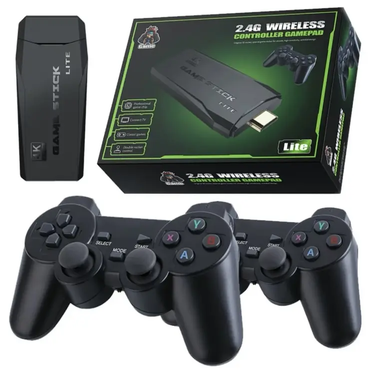 4K Wireless Retro Game Console, Nostalgia Stick Game, 9 Classic Emulators, 4K HMDI Output, Plug and Play Video Game Stick for TV, No Wi-Fi Needed, Built in 10,000+ Games, with Dual 2.4G Wireless Controllers (64g) Portable Arcade Hdmi