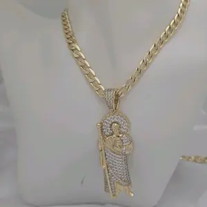 cadena 248 cuban y dije 412 san judas gold plated unisex cadena 248 cuban y dije 412 san judas gold plated unisex