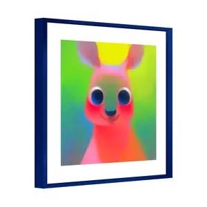 Framed Whimsical Rabbit Wall Art - Funny Cartoon Animal Wall Decor for Playroom Kids Room & Bathroom - Modern Matte Canvas Print - Unique Birthday Gift Ready to Hang 16x16 Inch Decoration Poster