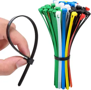 Releasable Zip Ties,  Nylon  Ties 8 inch, Adjustable Wire Ties for Office Home Garden Use, 100 count, Multicolor