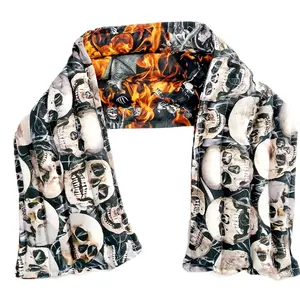 Therapeutic heating-cooling rice bag, heat pad, cold pack, massage therapy, spa, pain relief, heat therapy, skulls, skeletons, motorcycle