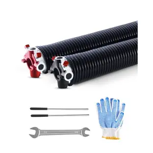 VEVOR Garage Door Torsion Springs, Pair of 0.25x 2x 31 in, 16000 Cycles, Electrophoresis Black Coated for Replacement, Garage Door Springs with Non-Slip Winding Bars, Gloves and Mounting Wrench