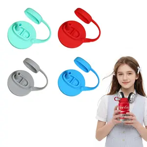 Reusable Silicone Soda Can Lids with Straw and Handle 4-Pack - BPA-Free Leakproof Airtight Drink Covers