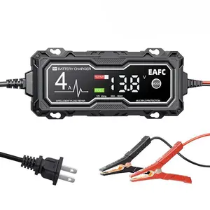 Smart Motorcycle Car Battery Charger 12V4A LCD Fast Pulse Repair Trickle Charger for AGM Lead Acid Gel Deep Cycle Battery US Plug