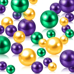 150PCS No Hole Fake Pearls Vase Filler, 8/14/20mm Beads for Vase Centerpieces, Ideal for Wedding Birthday Mardi Gras Theme Party Table Decor