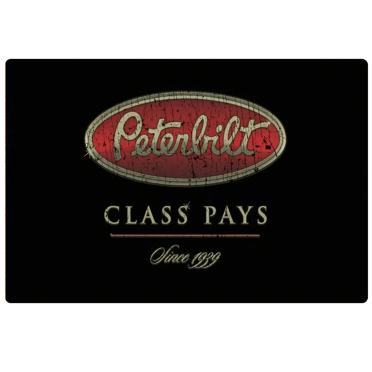 Vintage Peterbilt "Class Pays" Rustic Anti-Shrink Non-Slip Rubber Diatomite Doormat, Retro "Since 1939" Logo Print, Durable Indoor Floor Mat for Truck Enthusiasts, Machine Washable Entry & Bathroom Use, Non-Woven Fabric
