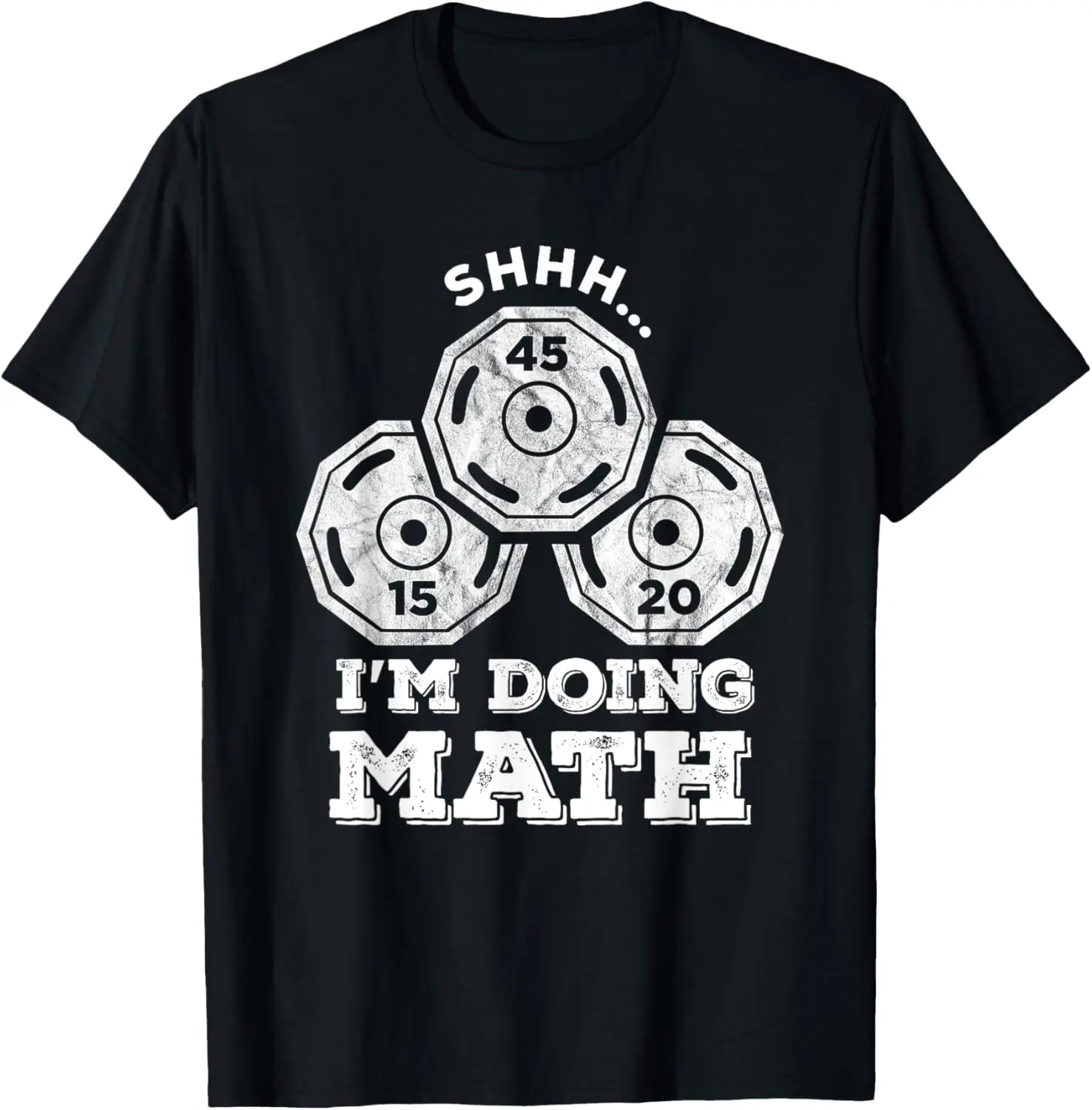 Women's 100% Cotton Short-Sleeve Round Neck Vintage Lady Tshirt - Distressed Graphic, Funny "Shhh I'm Doing Math", Streetwear Everyday Weight Lifting Casual Top