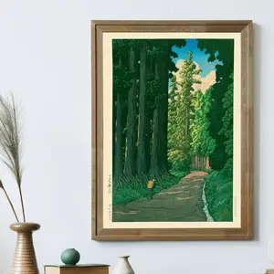 [UNFRAMED POSTER] Vintage Japanese Forest Poster, Woodblock Art, Road to Nikko by Kawase Hasui, Japandi Decor, Botanical Wall Art