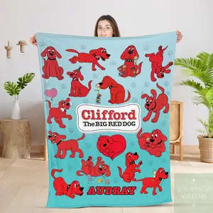 Personalized Name Blanket Clifford the Big Red Dog Tapestry Personalized Blankets Birthday Gift Customized DIY, Baby Blanket, Custom Blanket