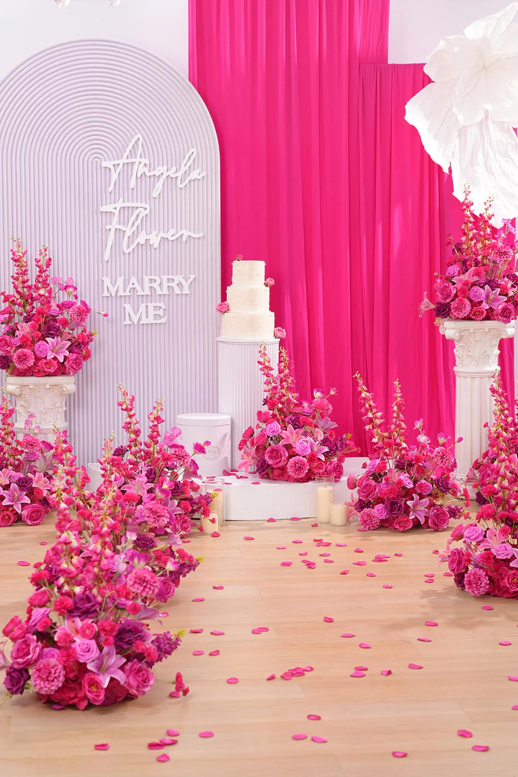 A8971 2pcs Hot Pink Floor Flower Table Centerpieces Wedding Event Supplies