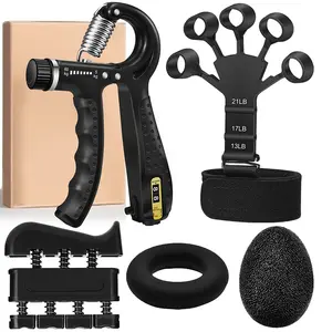 5-in-1 Complete Grip Strength Trainer Kit Adjustable 5-60kg Finger Exerciser Hand Grip Strengthener for Home Gym Fitness & Injury Recovery