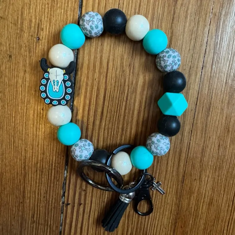 Western Skull Wristlet Keychain with O-Ring for Easy Attachment to Purse or Bag One-Size-Fits-Most Accessory