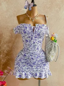 Fashionable Off Shoulder Ruched Mini Dress - Elegant & Chic for Women's Night Out