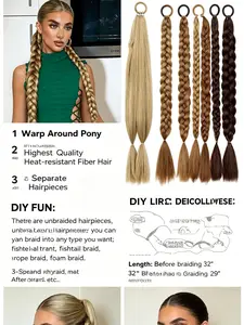 SummerVibes HAIR  DIY Braid Ponytail Extension Long Straight Wrap Around Hair Extensions Ponytail Soft Synthetic Hair Natural Hairpieces for Women