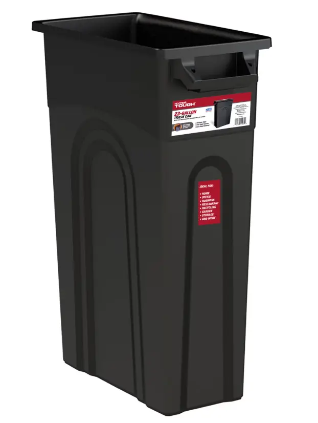 Hyper Tough 23 Gallon Heavy Duty Plastic Highboy Garbage Container, Black, 1 Each