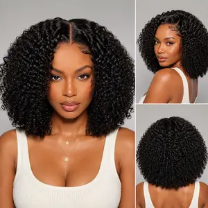 Afro Kinky Curly Glueless Wig 5x5 Bleached Knots Wear Go Wig Pre Cut HD Lace Front Wig 100% Kinky Curly Human Hair Wigs For Women Lace Closure Wig Lace Knotless Wig#DealsForYouDays
