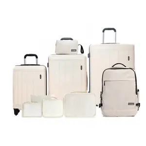 9-Piece Set (20"24"28 + a backpack, a toiletry bag, and 4 storage bags) ,ABS+PC Hardshell Carry on Luggage Set with TSA Lock Carry On Suitcase Luggage Durable Suitcase Color  WHITE