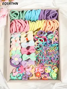 Mother's Day Gift 672pcs Complete Set of Children's Hair Accessories Includes multi-color hair bands, small flower/bow hair clips