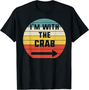 I'm With crab Halloween Matching Couple Costume Vintage T-Shirt - Nicolekhach Shop 43B08H29GY3P