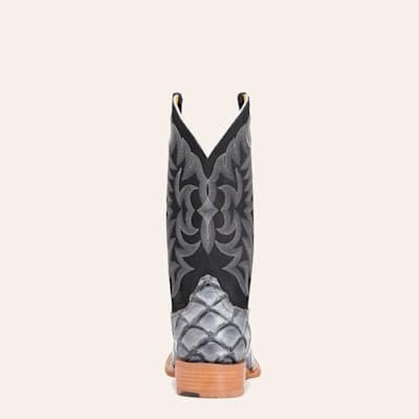 Cavender's Men's Intrepid Black and Gray Pirarucu Print Wide Square Toe Cowboy Boots