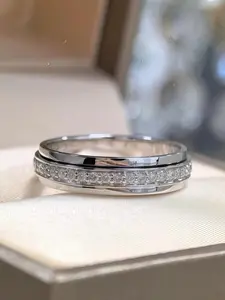 Rotatable Stress Relief Ring Unisex Zirconia Design, Comfortable Fashion Accessory for Daily Wear, Dating, Parties, Weddings, Gifts, Stackable Rings