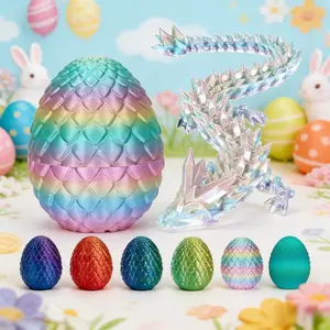 3D Printed Dragon Easter Basket Stuffers Surprise Egg,Articulated Crystal Dragon in Egg,Executive Dragon Fidget Desk Toys,Christmas Decorative Easter Egg Fillers Gifts for Kids